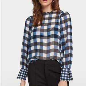COPY - Scotch & soda checkered blue & white sheer…